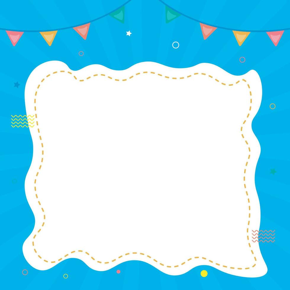 Blue celebration background with sunburst and white blank in center vector