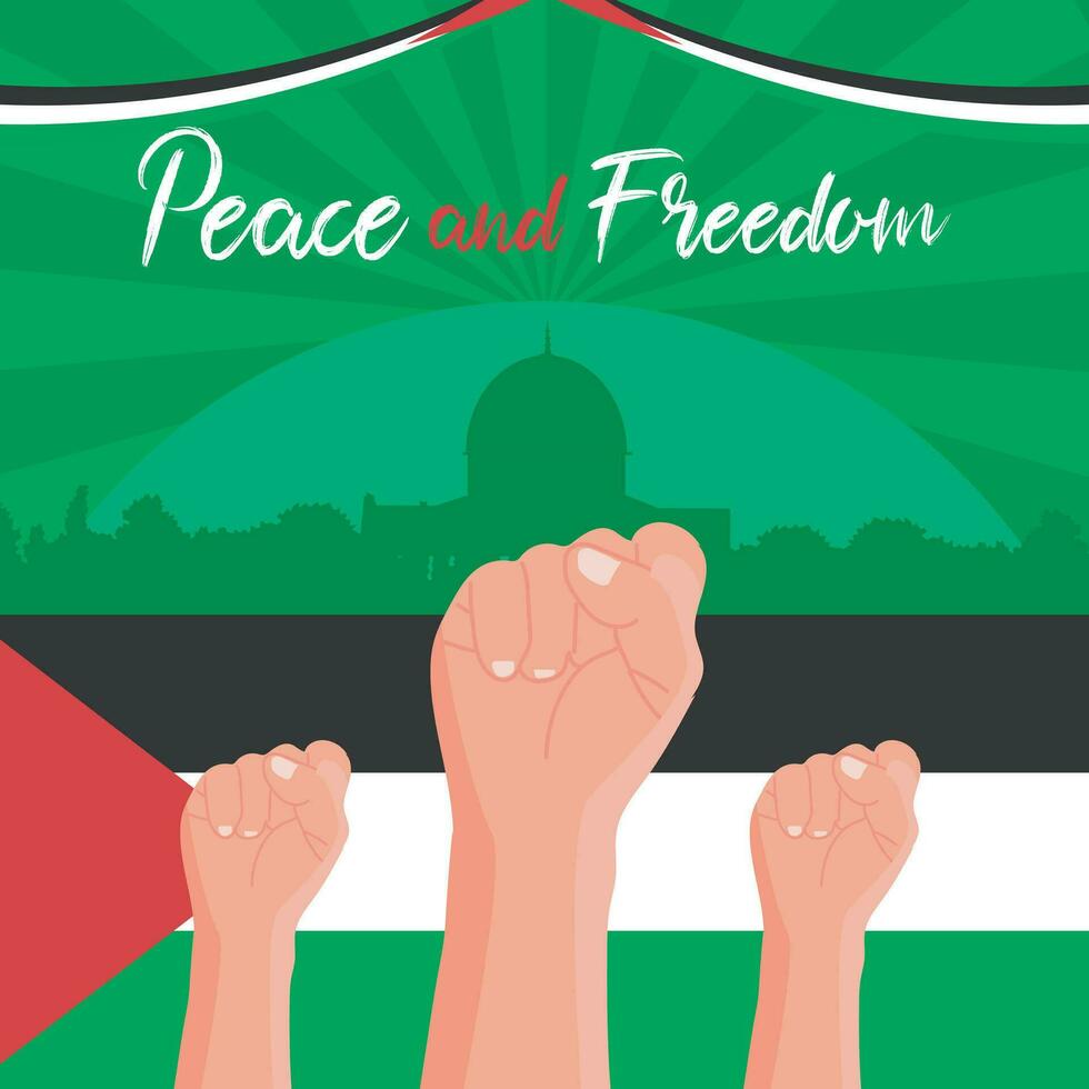 Palestine peace and freedom poster template vector
