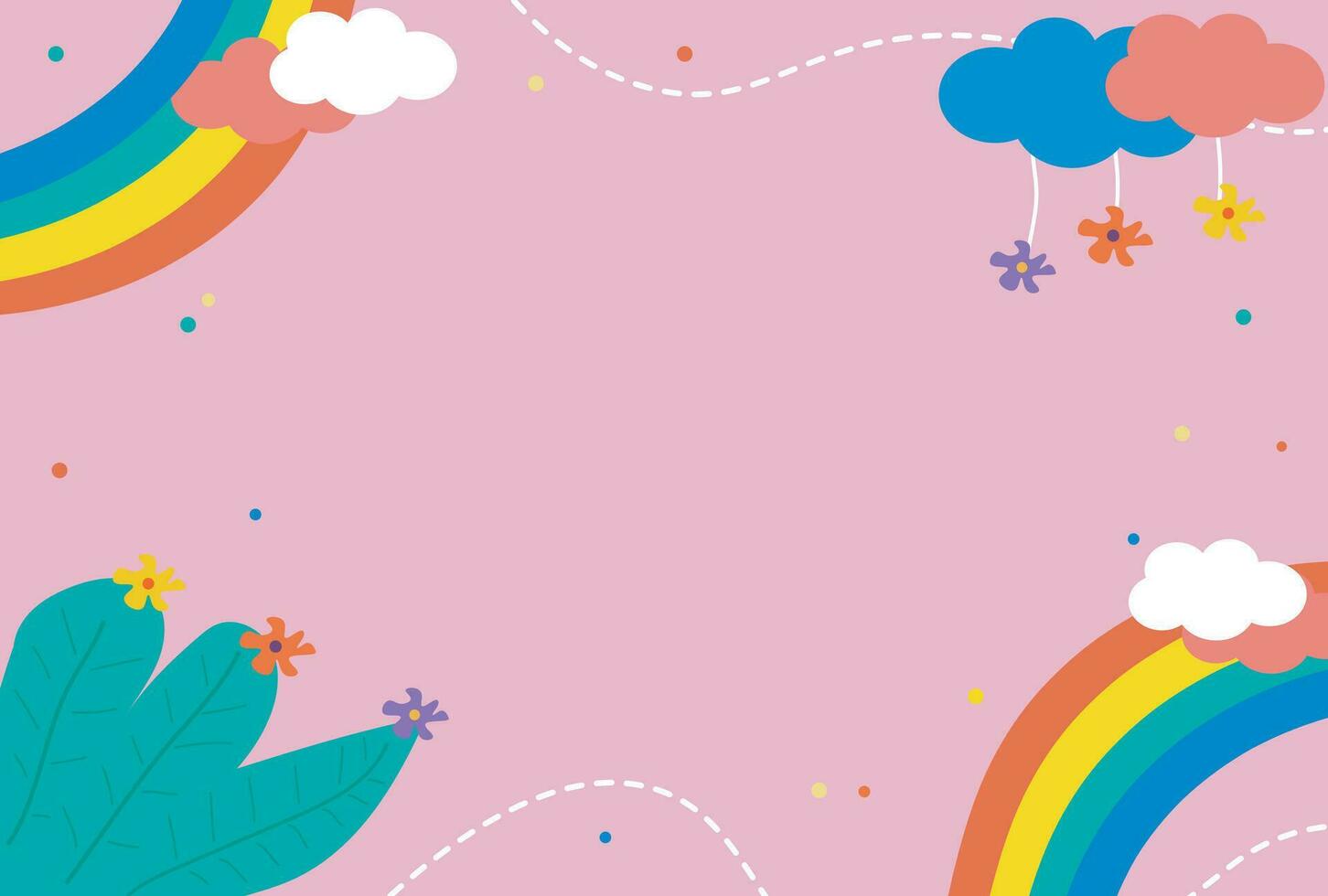 Cute hand drawn flat world children's day background with rainbow