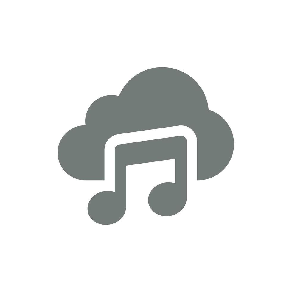 Music cloud streaming vector icon. Musical note and cloud storage symbol.