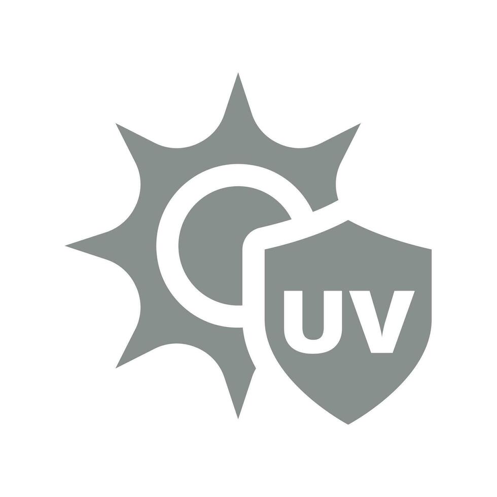 Sun and uv shield vector icon. Ultraviolet protection symbol.