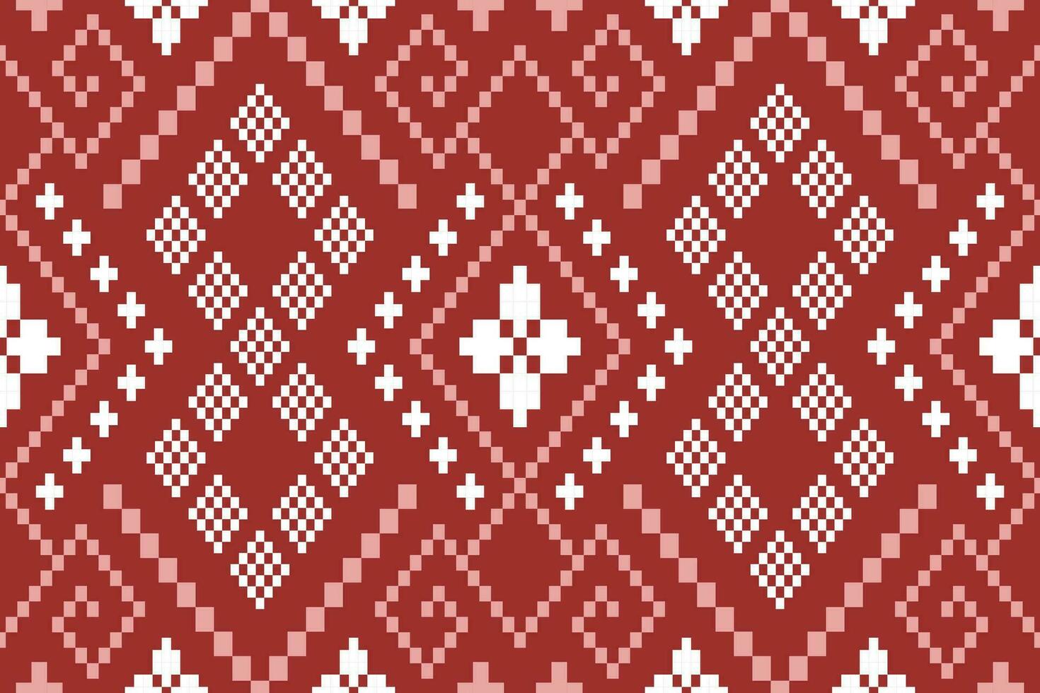 Red traditional ethnic pattern paisley flower Ikat background abstract Aztec African Indonesian Indian seamless pattern for fabric print cloth dress carpet curtains and sarong vector