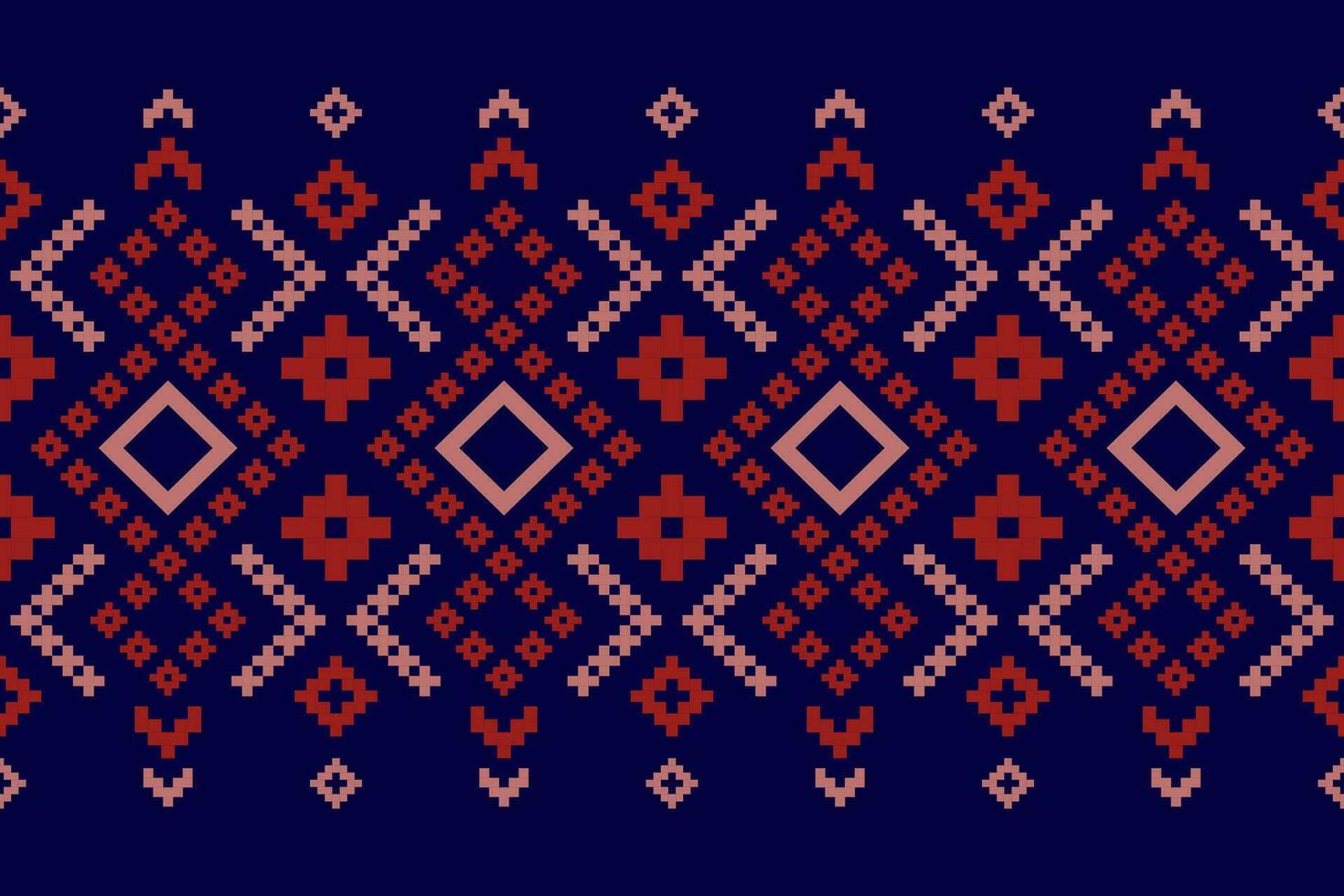 Indigo navy blue geometric traditional ethnic pattern Ikat seamless pattern border abstract design for fabric print cloth dress carpet curtains and sarong Aztec African Indian Indonesian vector