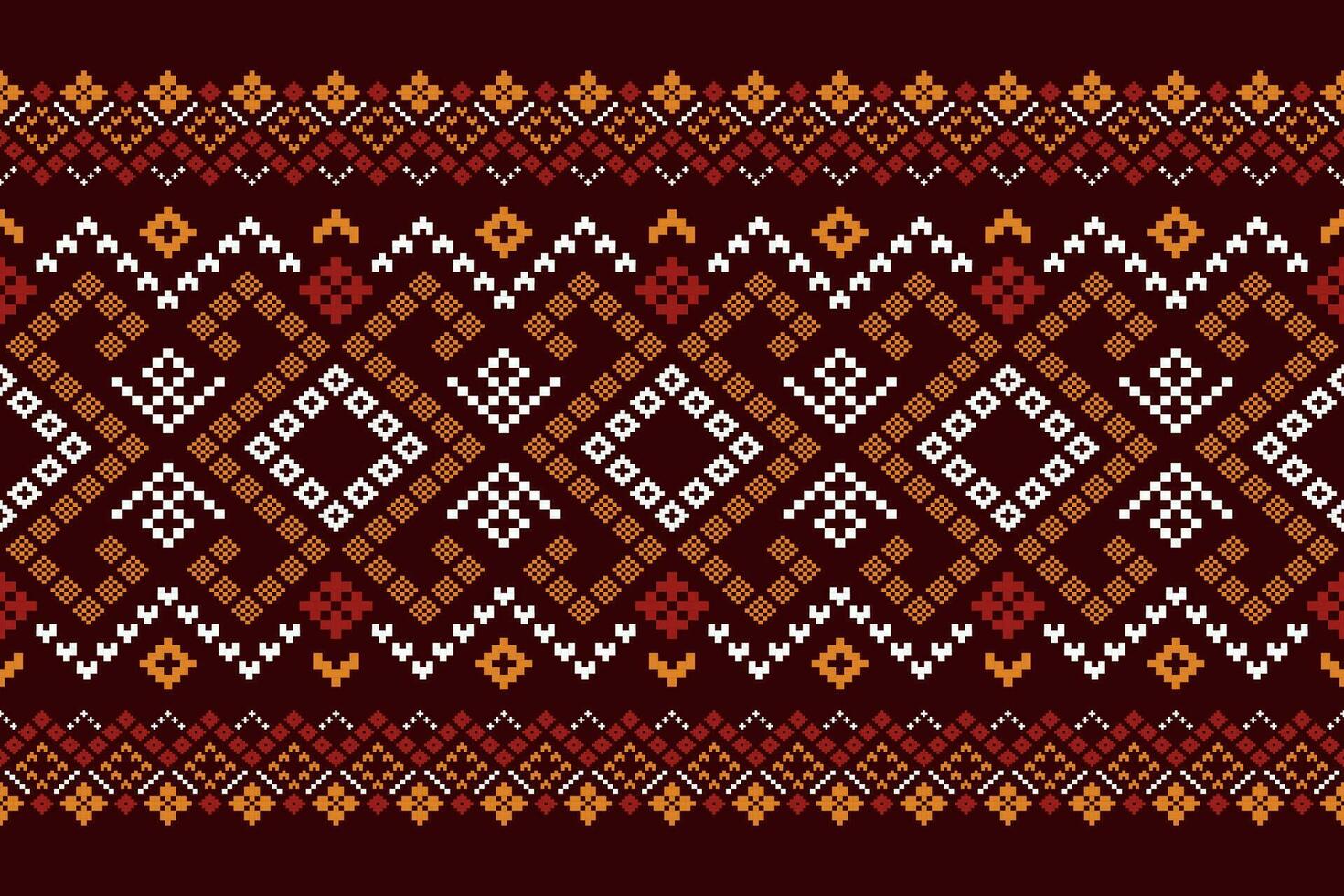 Red traditional ethnic pattern paisley flower Ikat background abstract Aztec African Indonesian Indian seamless pattern for fabric print cloth dress carpet curtains and sarong vector