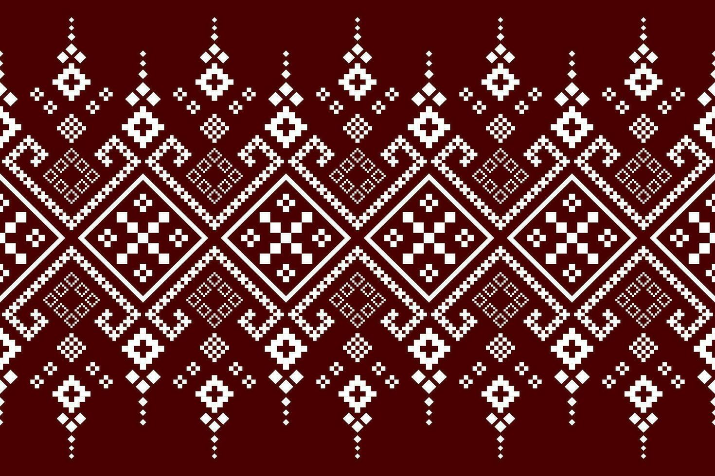 Red traditional ethnic pattern paisley flower Ikat background abstract Aztec African Indonesian Indian seamless pattern for fabric print cloth dress carpet curtains and sarong vector