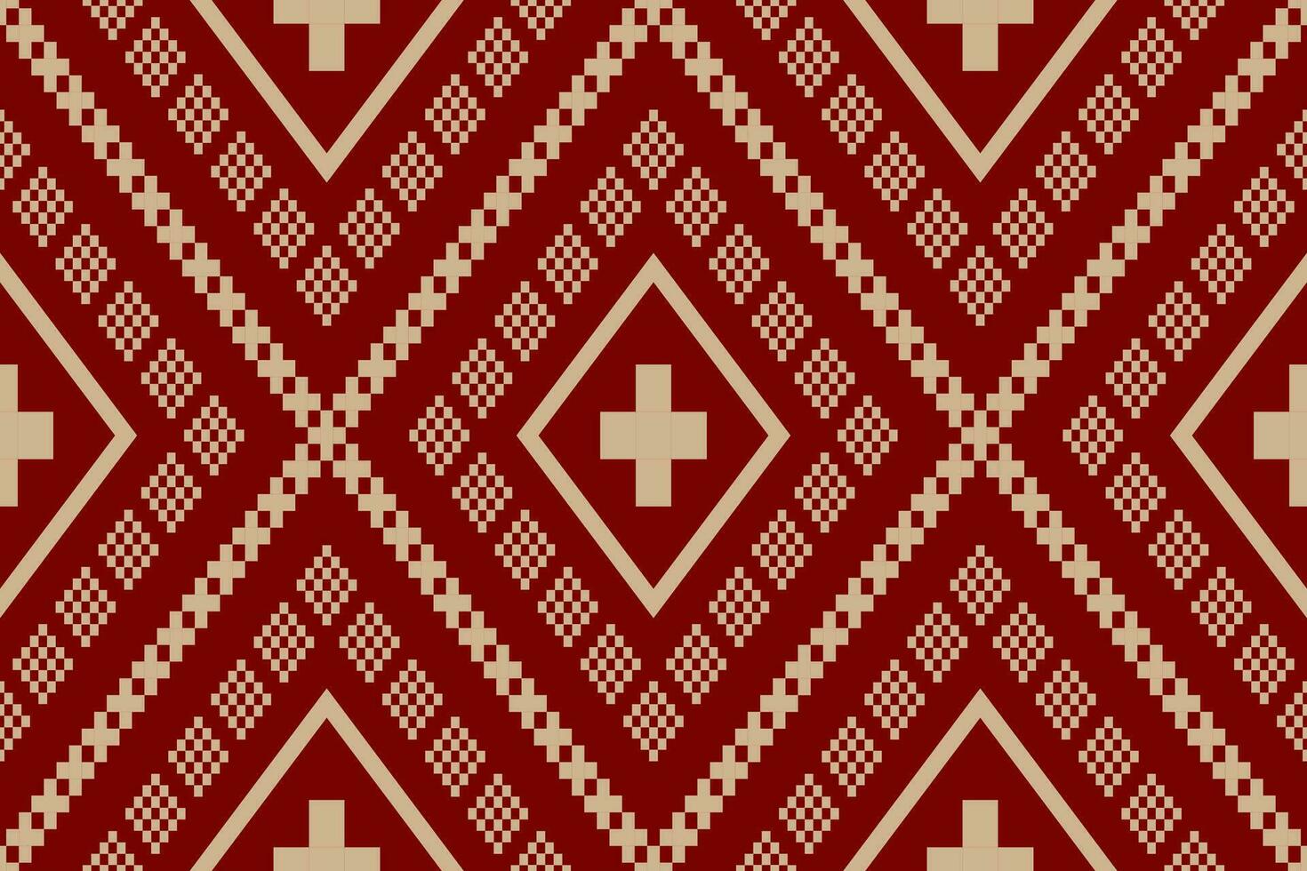 Red traditional ethnic pattern paisley flower Ikat background abstract Aztec African Indonesian Indian seamless pattern for fabric print cloth dress carpet curtains and sarong vector