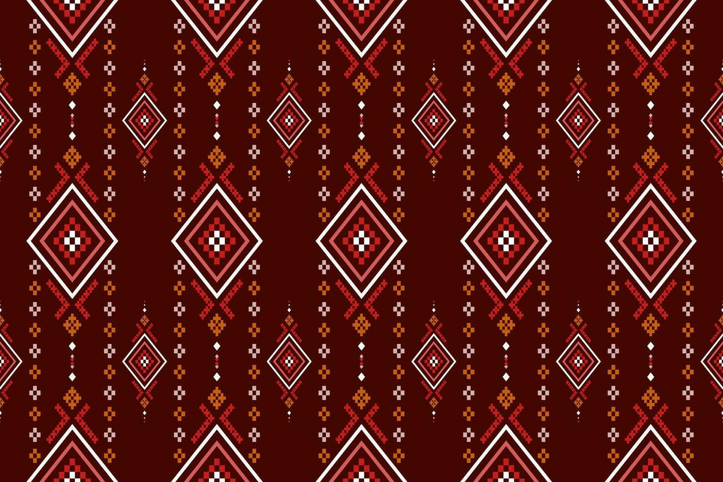 Red traditional ethnic pattern paisley flower Ikat background abstract Aztec African Indonesian Indian seamless pattern for fabric print cloth dress carpet curtains and sarong vector