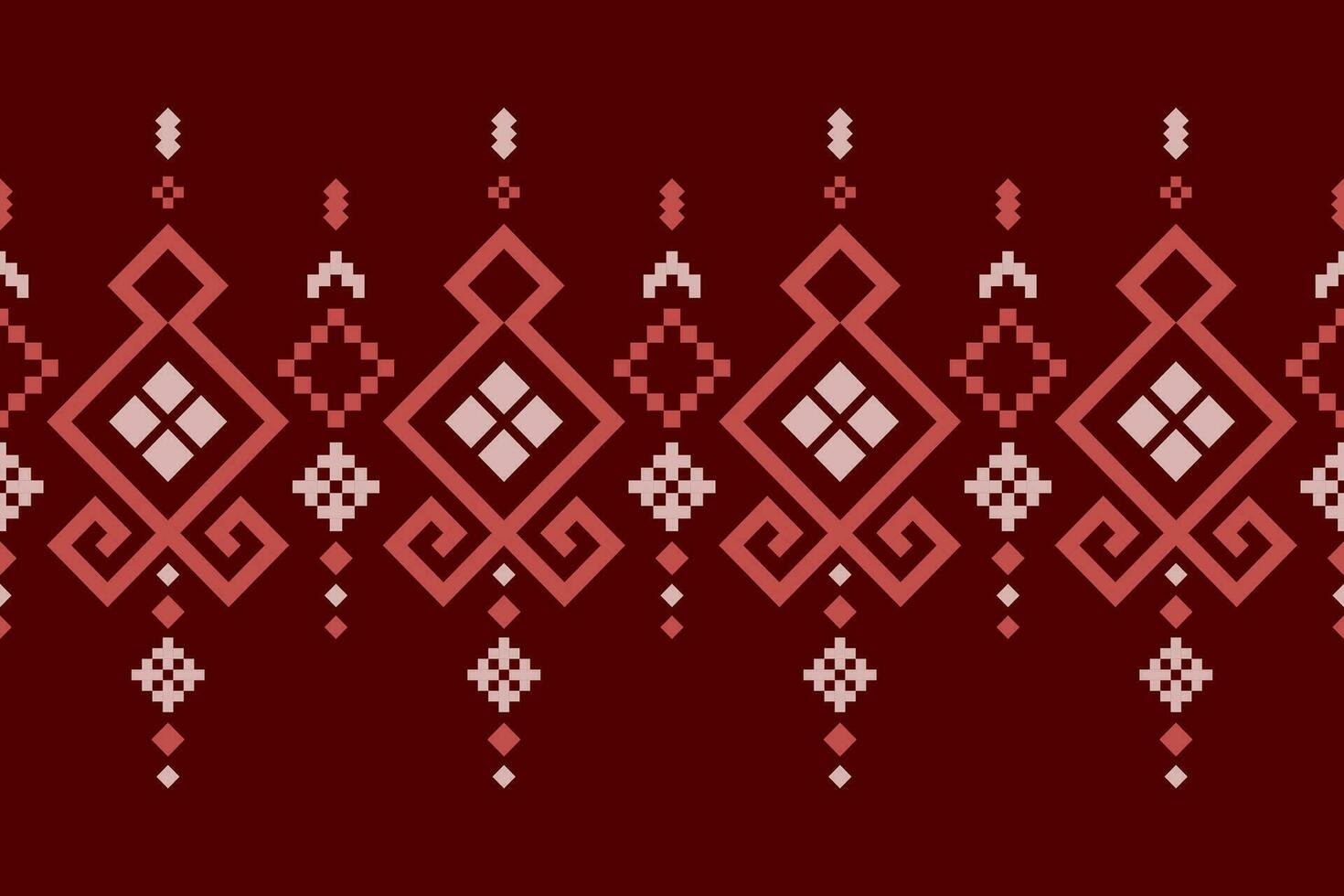 Red traditional ethnic pattern paisley flower Ikat background abstract Aztec African Indonesian Indian seamless pattern for fabric print cloth dress carpet curtains and sarong vector