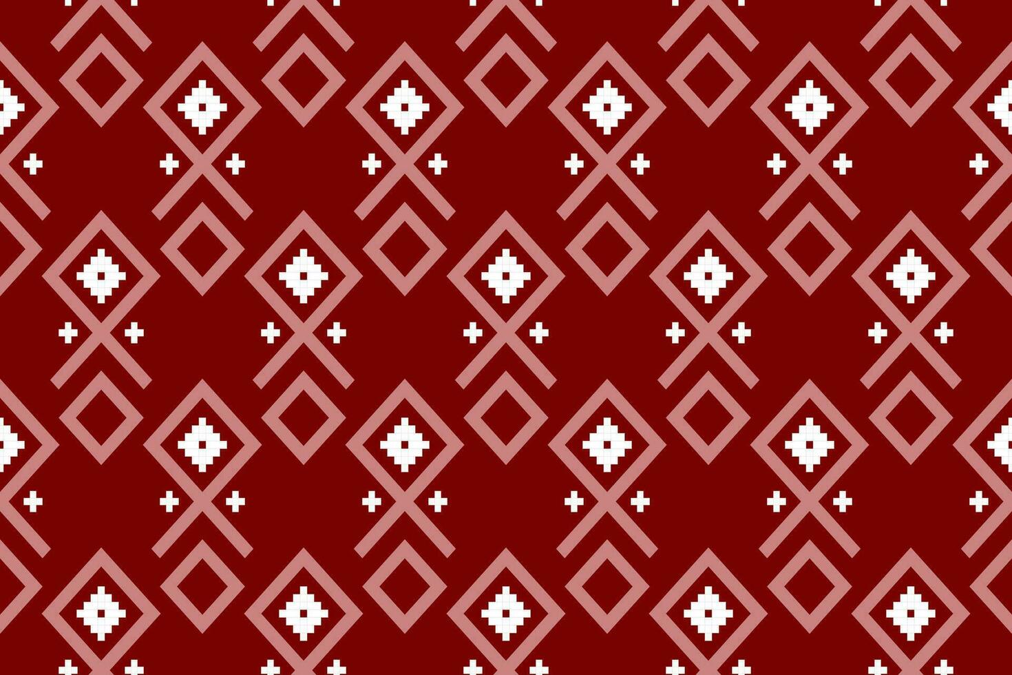Red traditional ethnic pattern paisley flower Ikat background abstract Aztec African Indonesian Indian seamless pattern for fabric print cloth dress carpet curtains and sarong vector