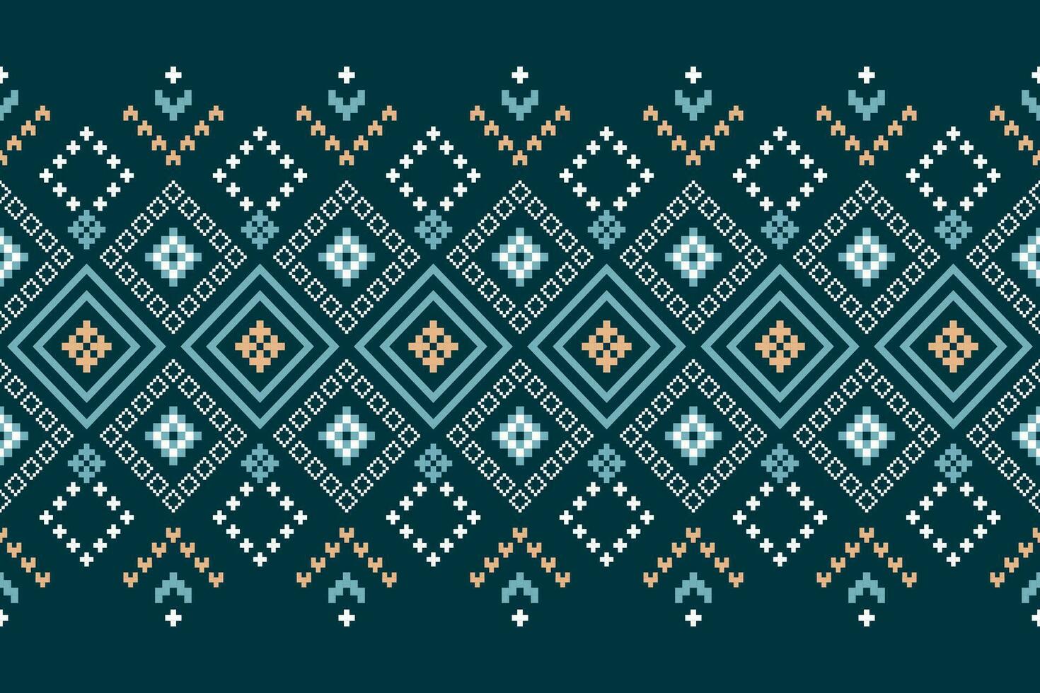 Indigo navy blue geometric traditional ethnic pattern Ikat seamless pattern border abstract design for fabric print cloth dress carpet curtains and sarong Aztec African Indian Indonesian vector