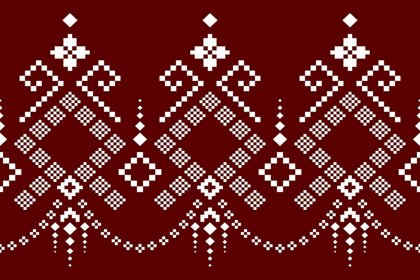 Red traditional ethnic pattern paisley flower Ikat background abstract Aztec African Indonesian Indian seamless pattern for fabric print cloth dress carpet curtains and sarong vector