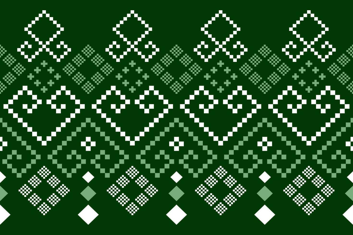 Green Cross stitch colorful geometric traditional ethnic pattern Ikat seamless pattern border abstract design for fabric print cloth dress carpet curtains and sarong Aztec African Indian Indonesian vector