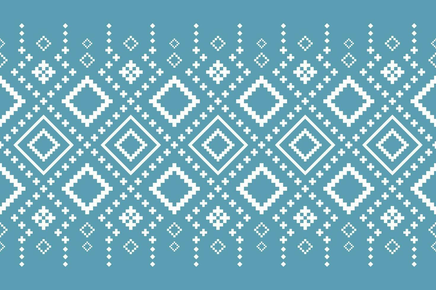 Indigo navy blue geometric traditional ethnic pattern Ikat seamless pattern border abstract design for fabric print cloth dress carpet curtains and sarong Aztec African Indian Indonesian vector