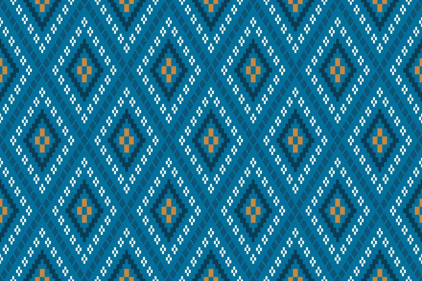 Indigo navy blue geometric traditional ethnic pattern Ikat seamless pattern border abstract design for fabric print cloth dress carpet curtains and sarong Aztec African Indian Indonesian vector