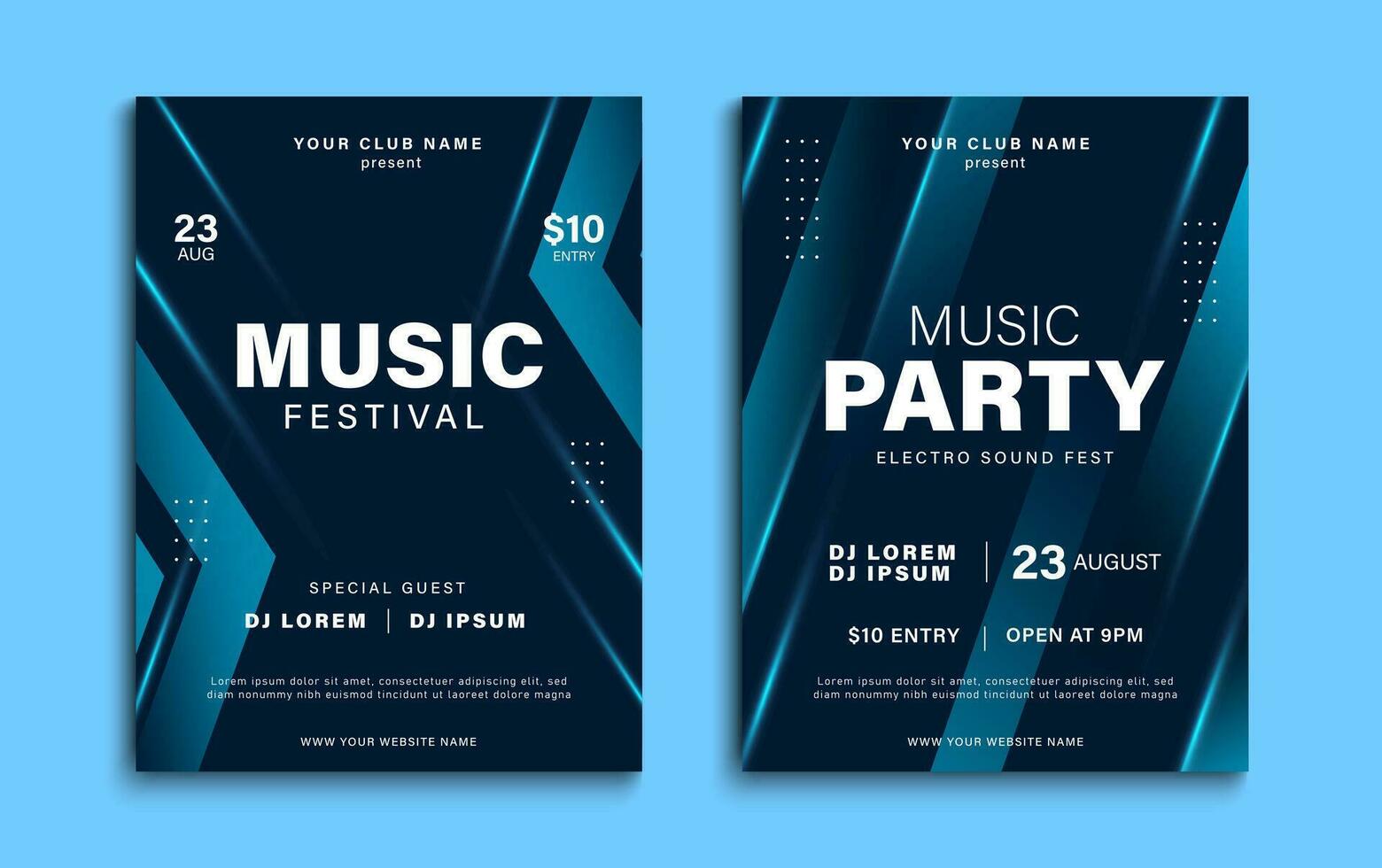 Music festival poster. Dynamic colorful music cover design. Music party flyer with abstract gradient shapes. Vector illustration