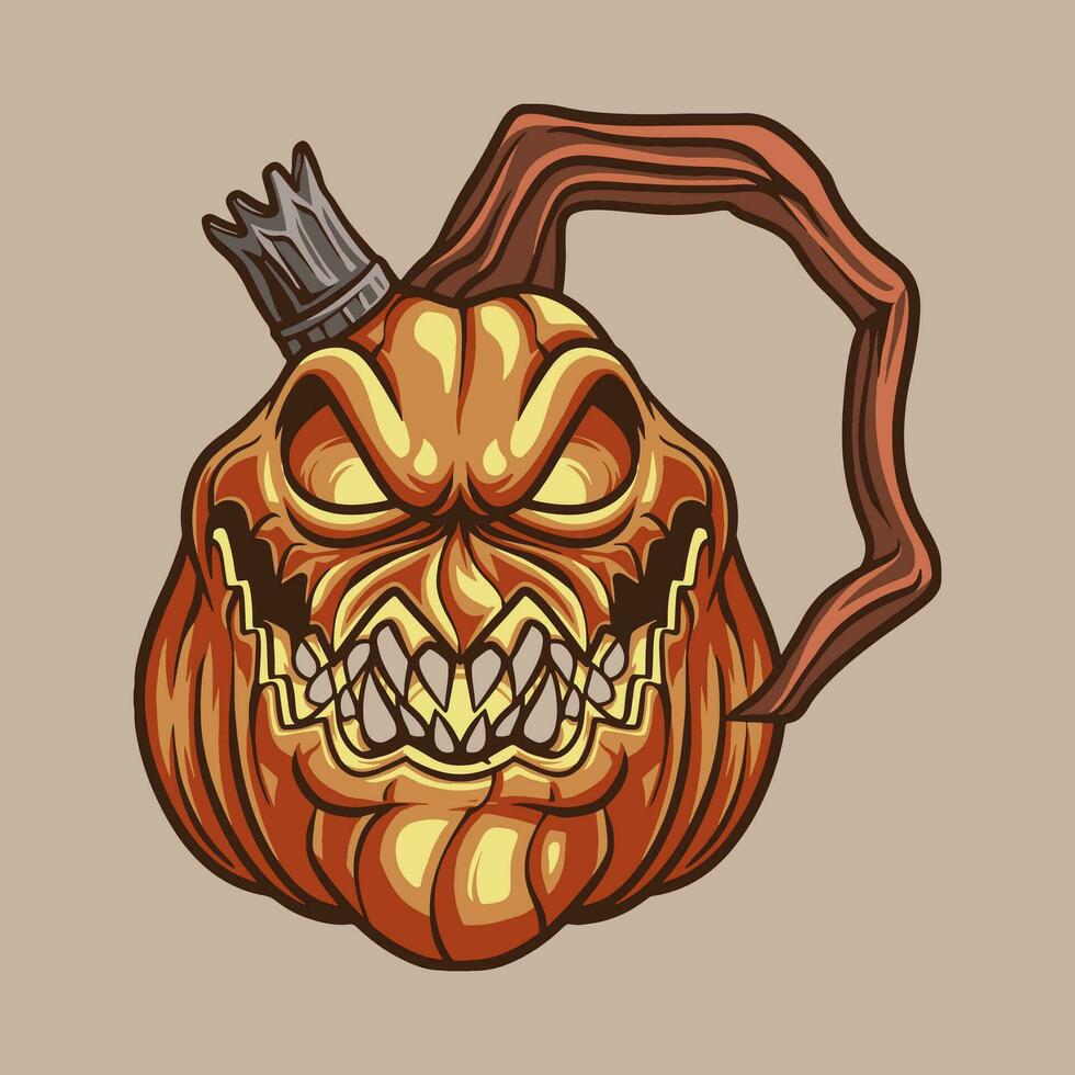 calabaza cabeza mascota genial ilustración para tu marca negocio vector