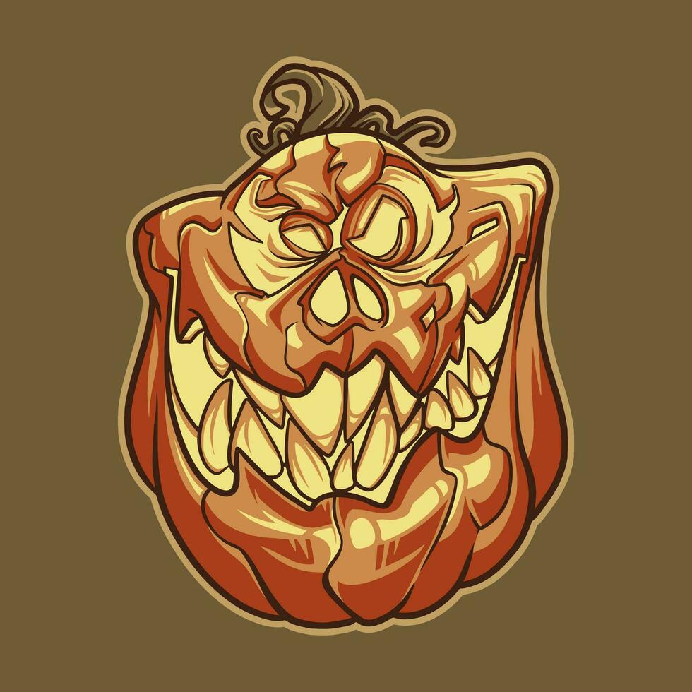 calabaza cabeza mascota genial ilustración para tu marca negocio vector