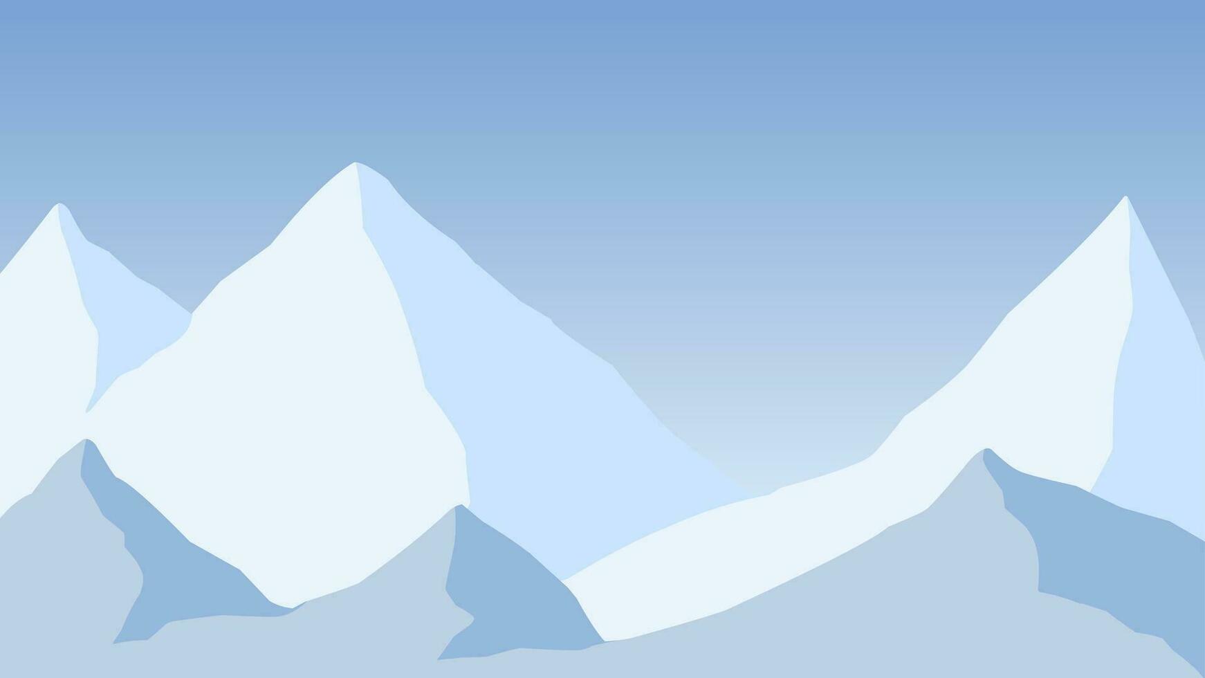 Snowy mountain landscape vector illustration. Landscape of snow covered mountain in winter season. Winter mountain landscape for background, wallpaper or landing page