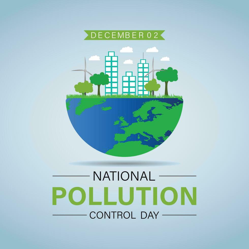 National Pollution control day is observed every year on December 2. Forest or Vehicle Problems in Template design. Banner, poster, card, background design. vector