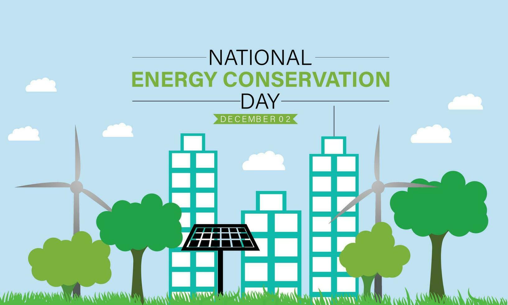 World Energy conservation day is observed December 14th. People know about  and Save the Planet and Green Eco Friendly with Lamp. Banner, poster, card, background design. vector