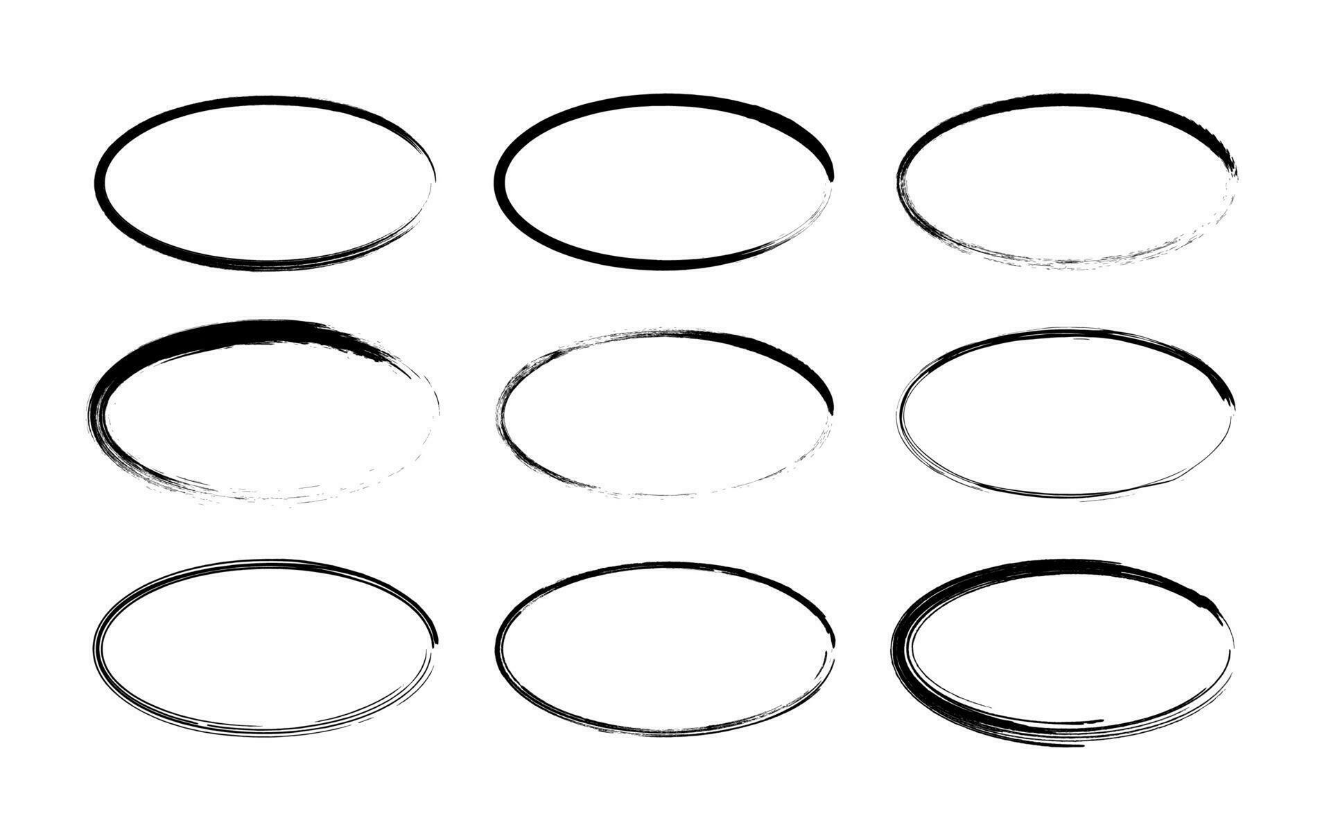 Vector grunge round shape ovals paint brush set. 33952146 Vector Art at Vecteezy