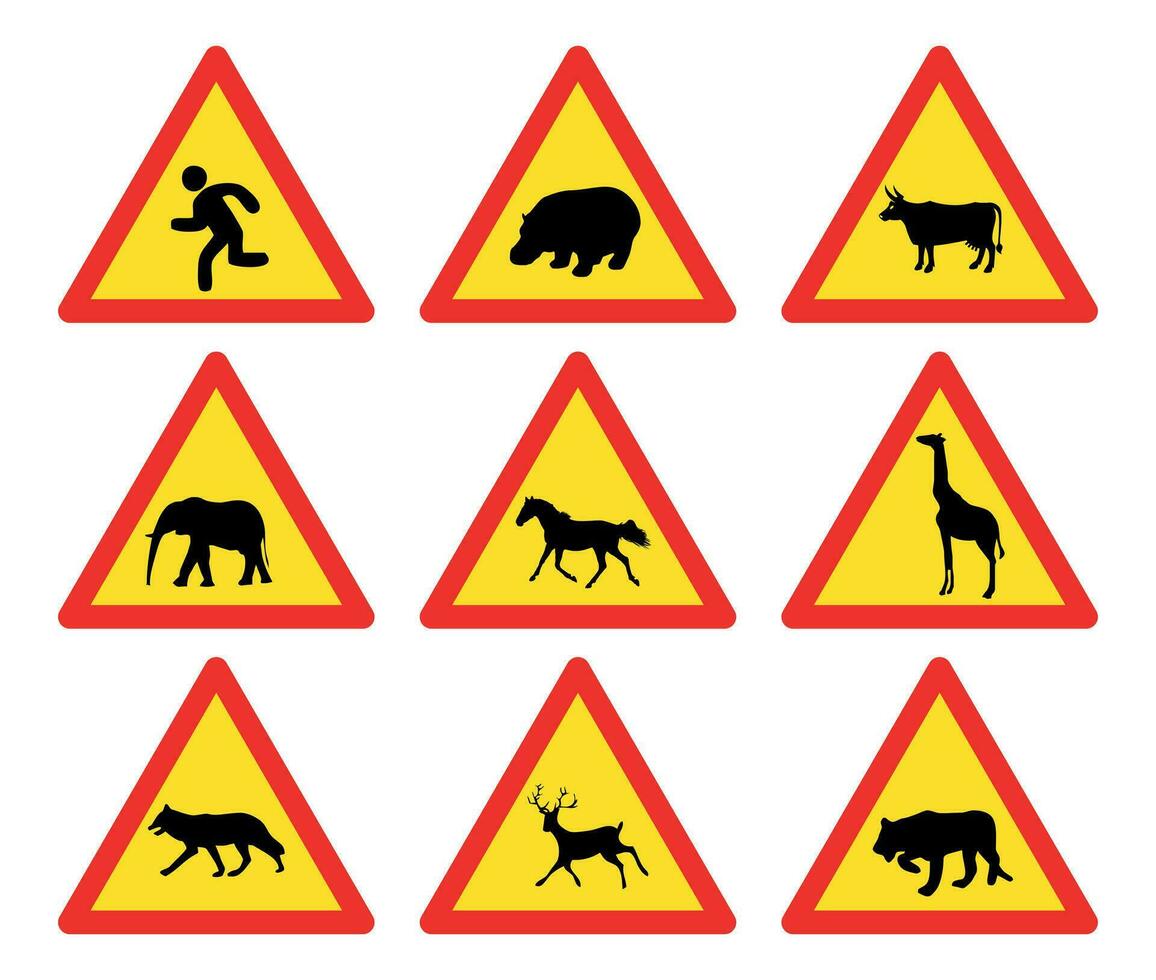 Warning road sign vector illustration on white background.