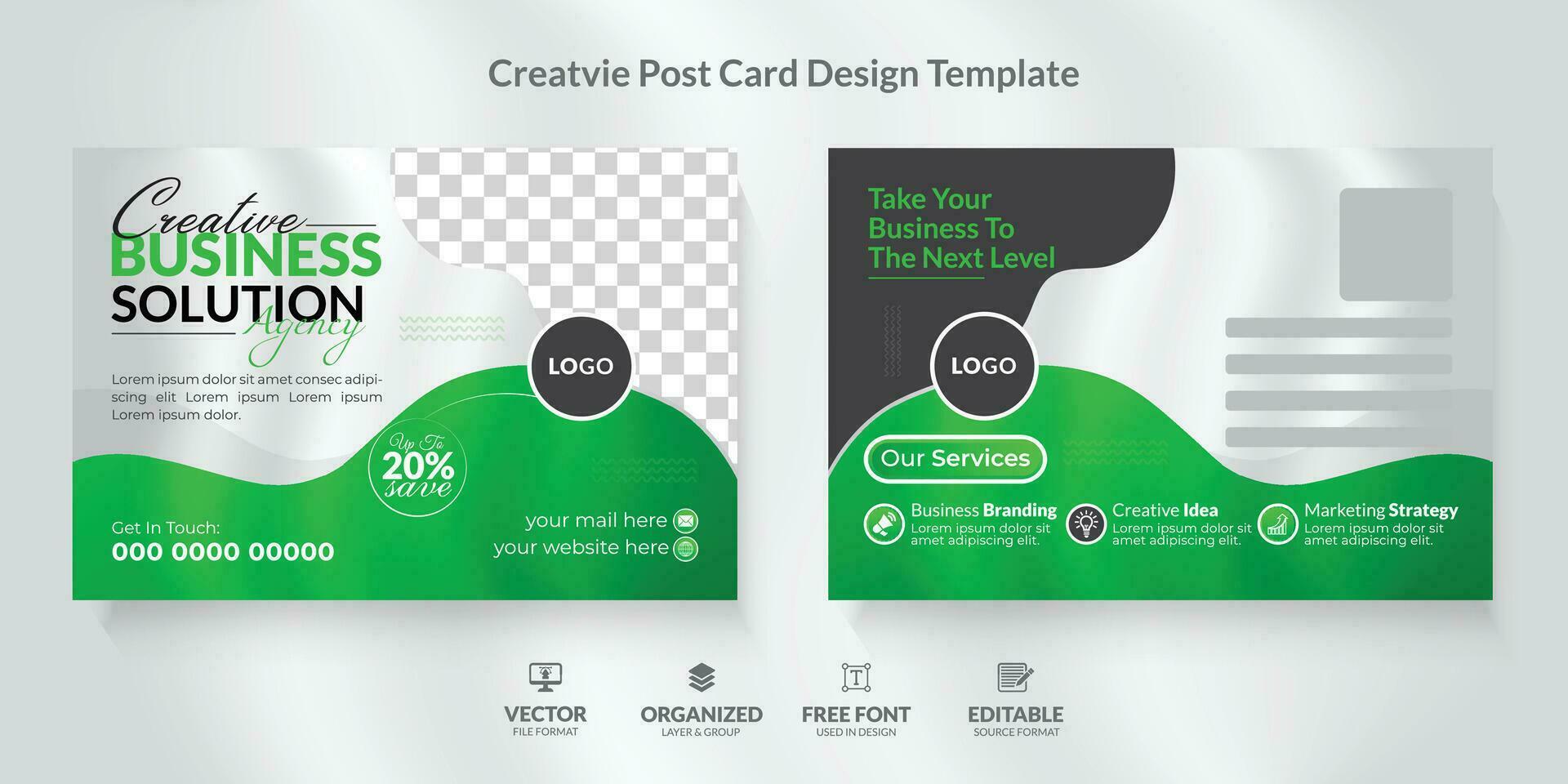 Corporate  Postcard Design Template with modern layout. vector