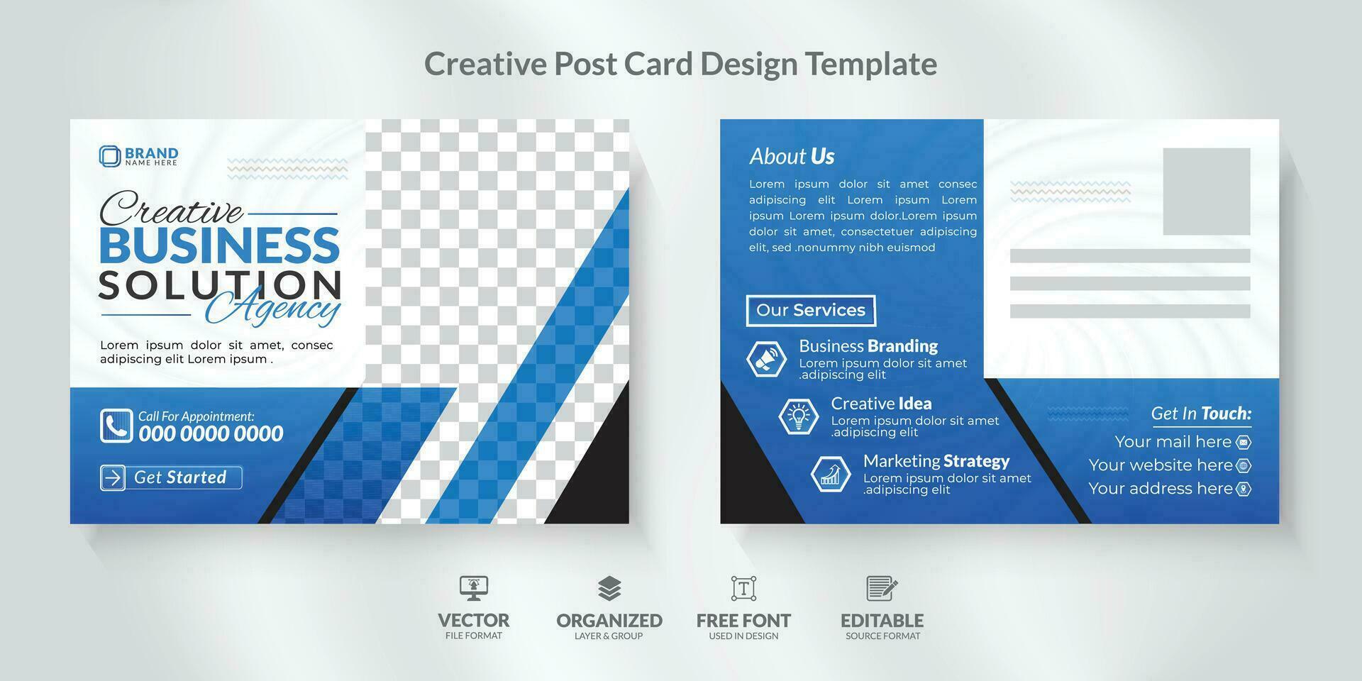 Corporate  Postcard Design Template with modern layout. vector