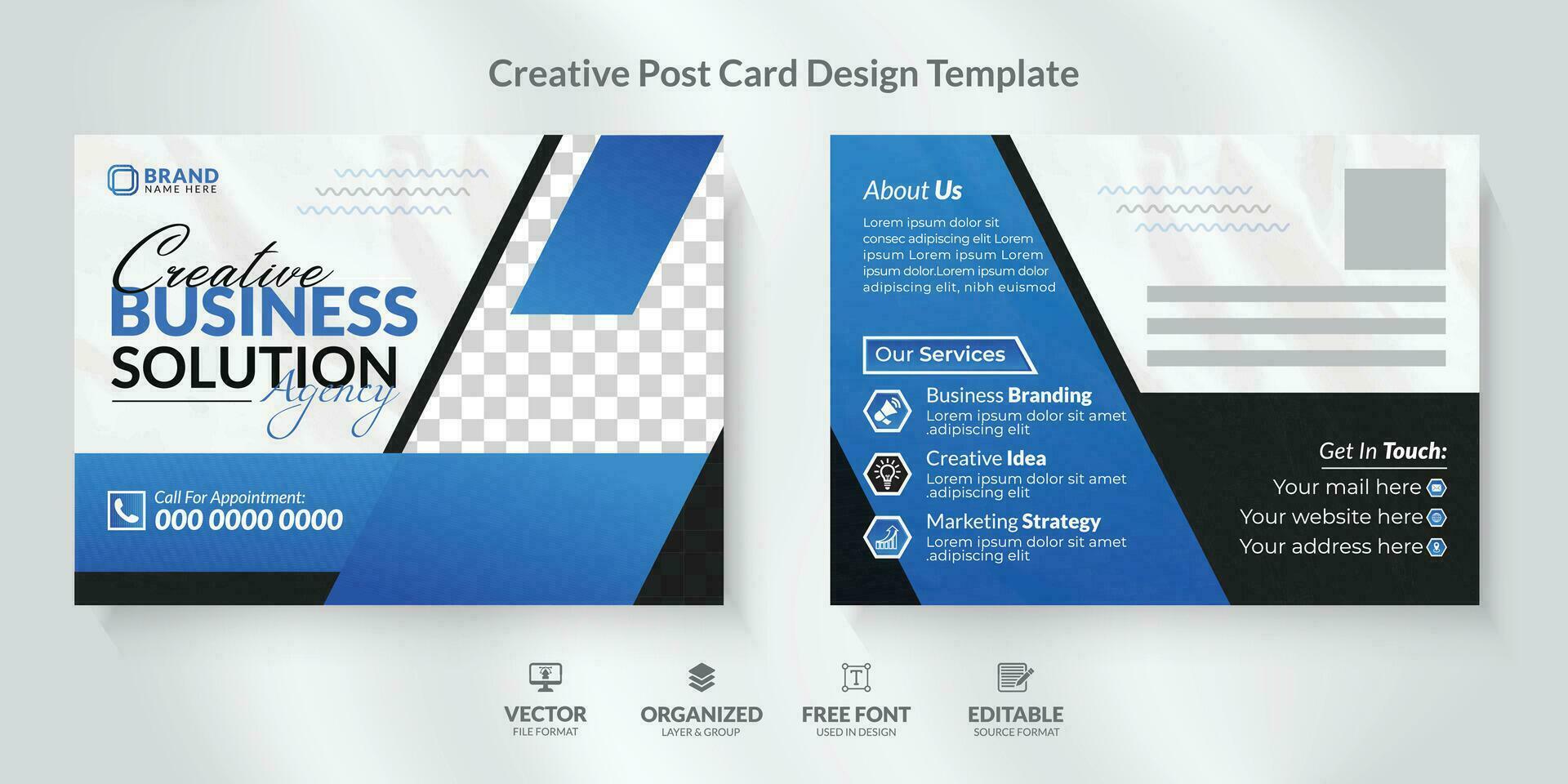 Corporate  Postcard Design Template with modern layout. vector