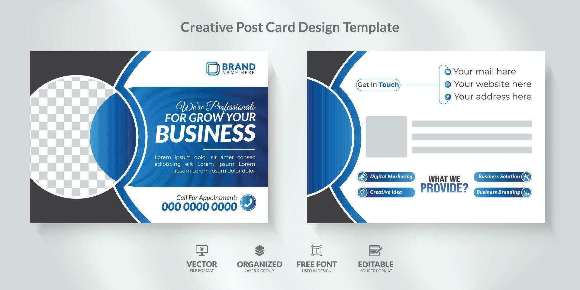 Corporate  Postcard Design Template with modern layout. vector