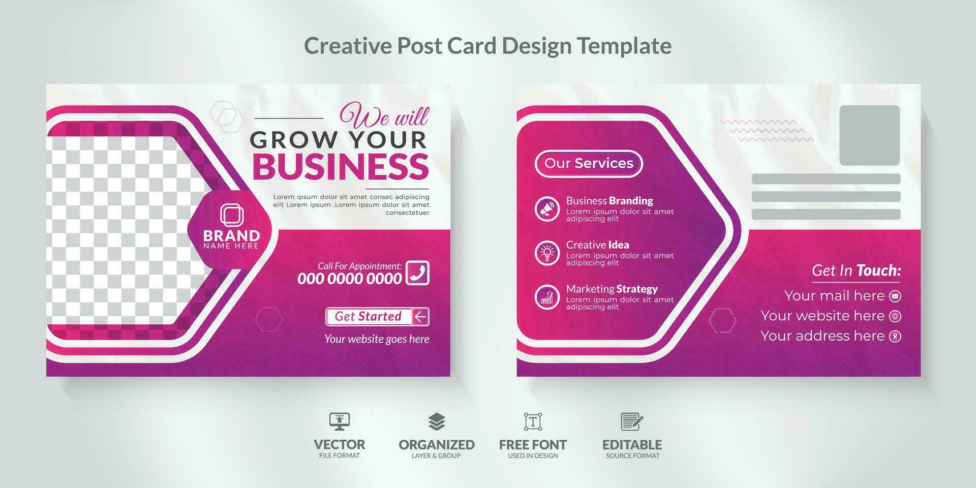 Corporate  Postcard Design Template with modern layout. vector