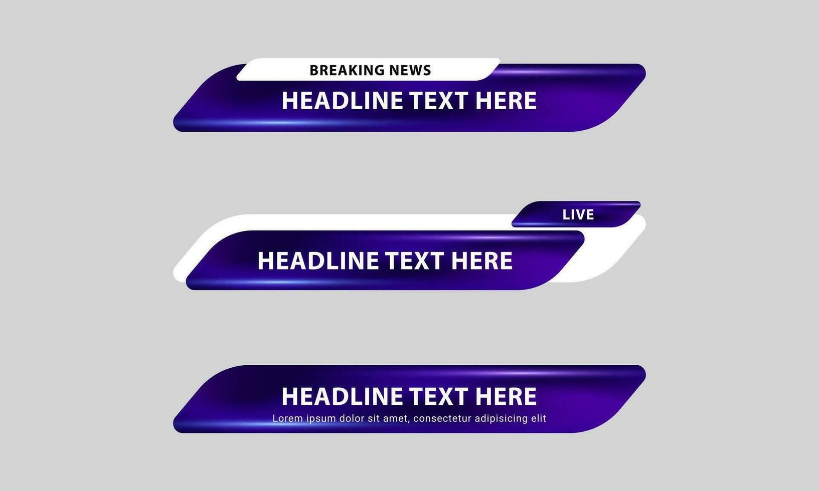 Lower third banner templates for Television, Video and Media Channels. Modern headline bar layout design vector