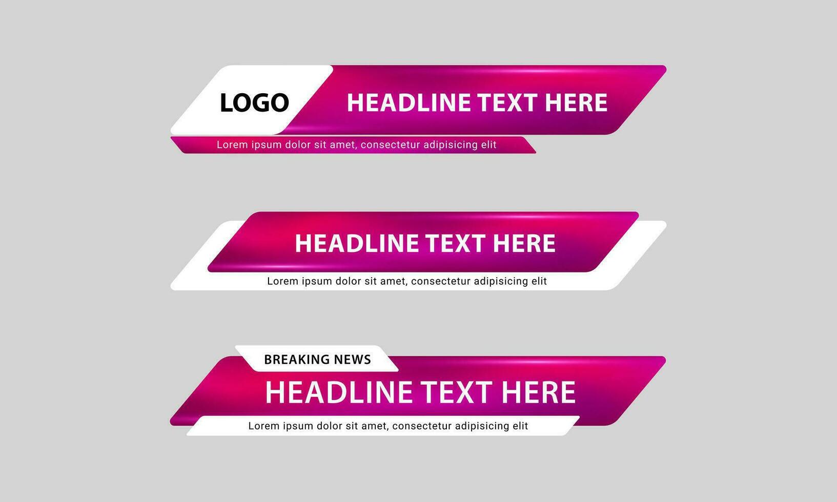 Lower third banner templates for Television, Video and Media Channels. Modern headline bar layout design vector