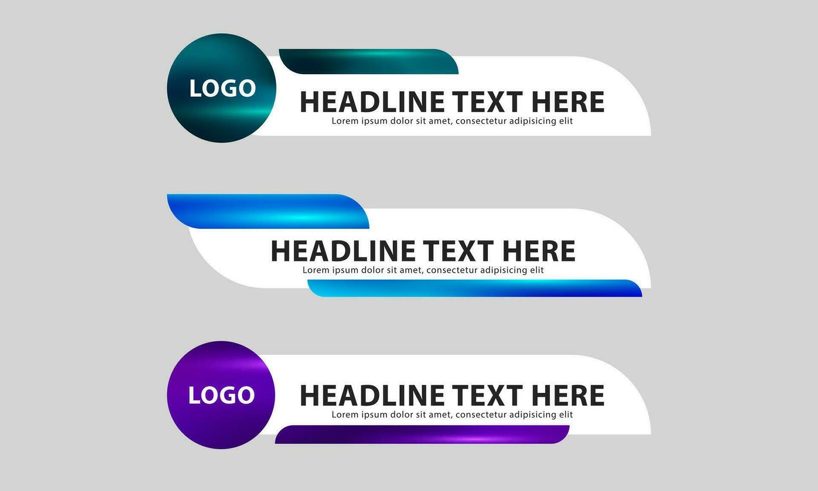 Lower third banner templates for Television, Video and Media Channels. Modern headline bar layout design vector