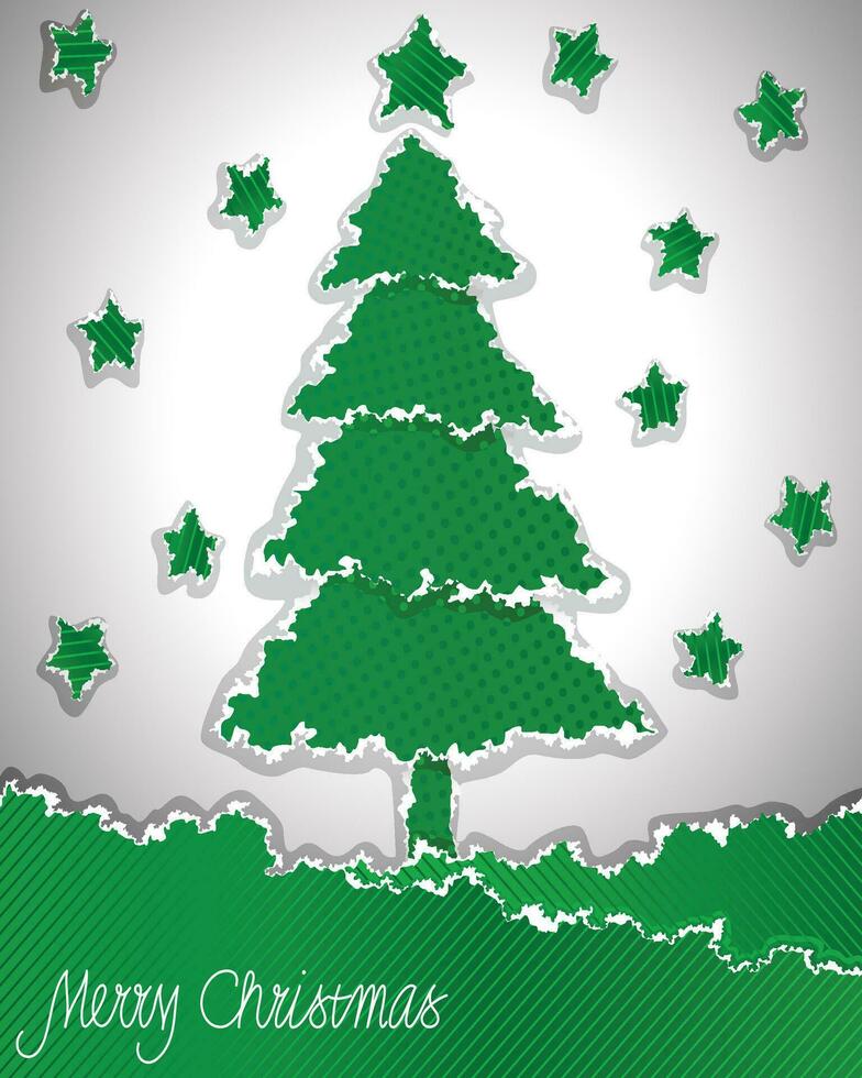 Christmas and New Year 2024 banner, paper cut style Christmas tree. Vector illustration