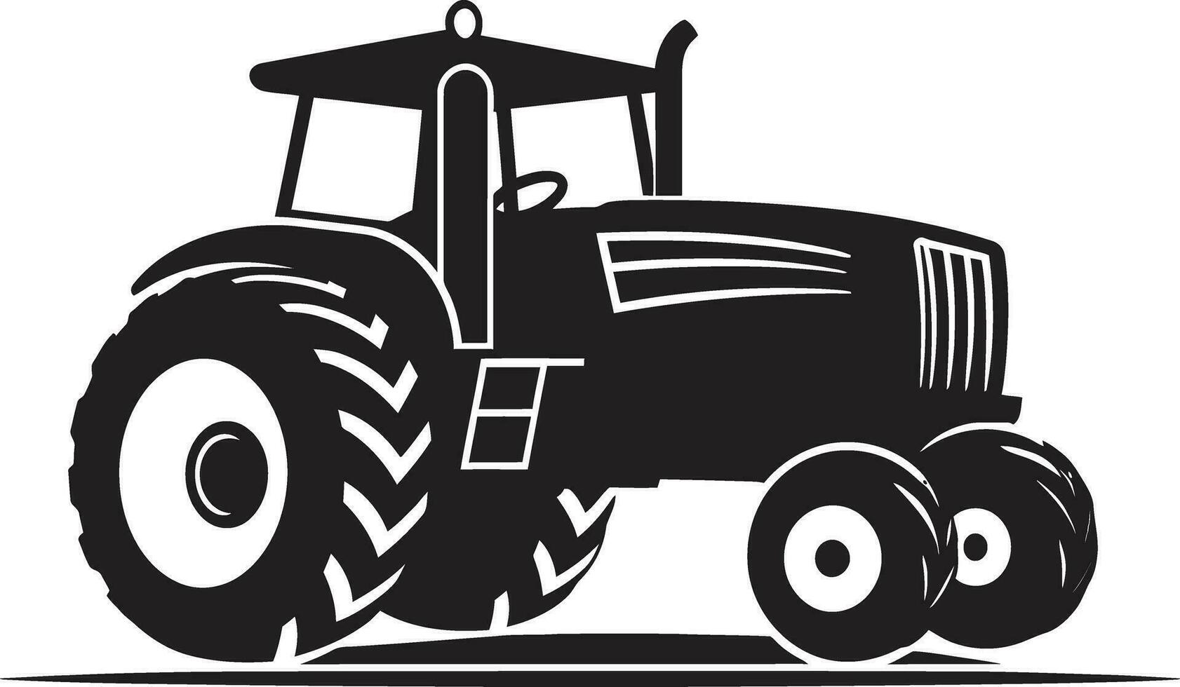 Farming Machinery Vector in Noir Tractor Silhouette Vector Illustration