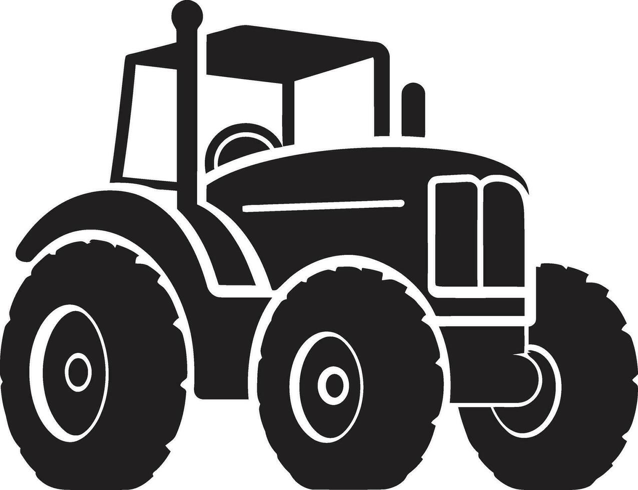 Antique Tractor Vector Icon Tractor Silhouette Art in Black