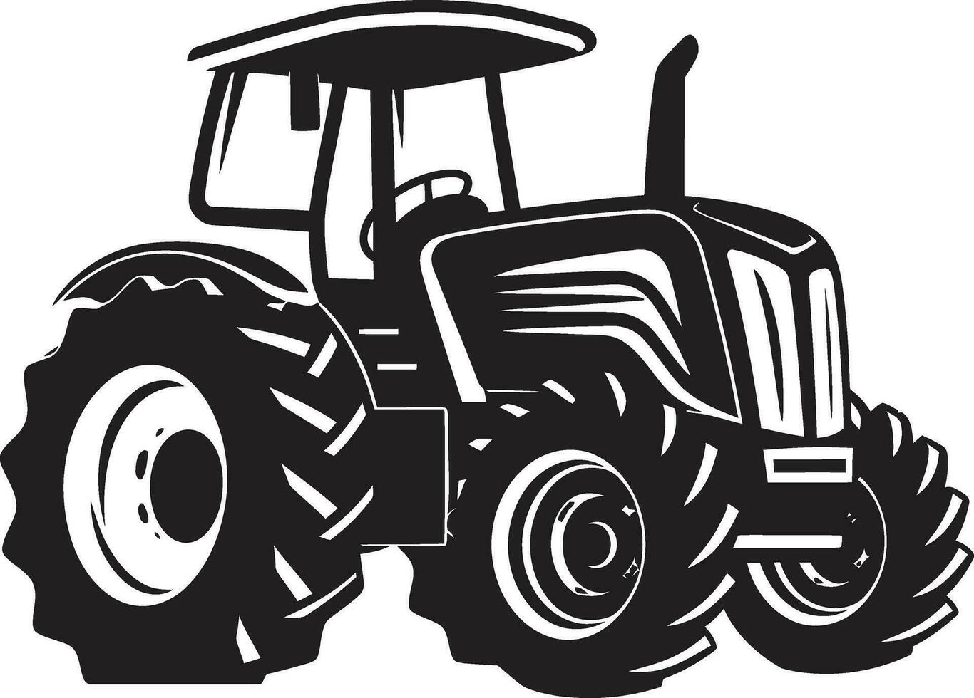 Old School Tractor Silhouette Farming Machinery Vector Design