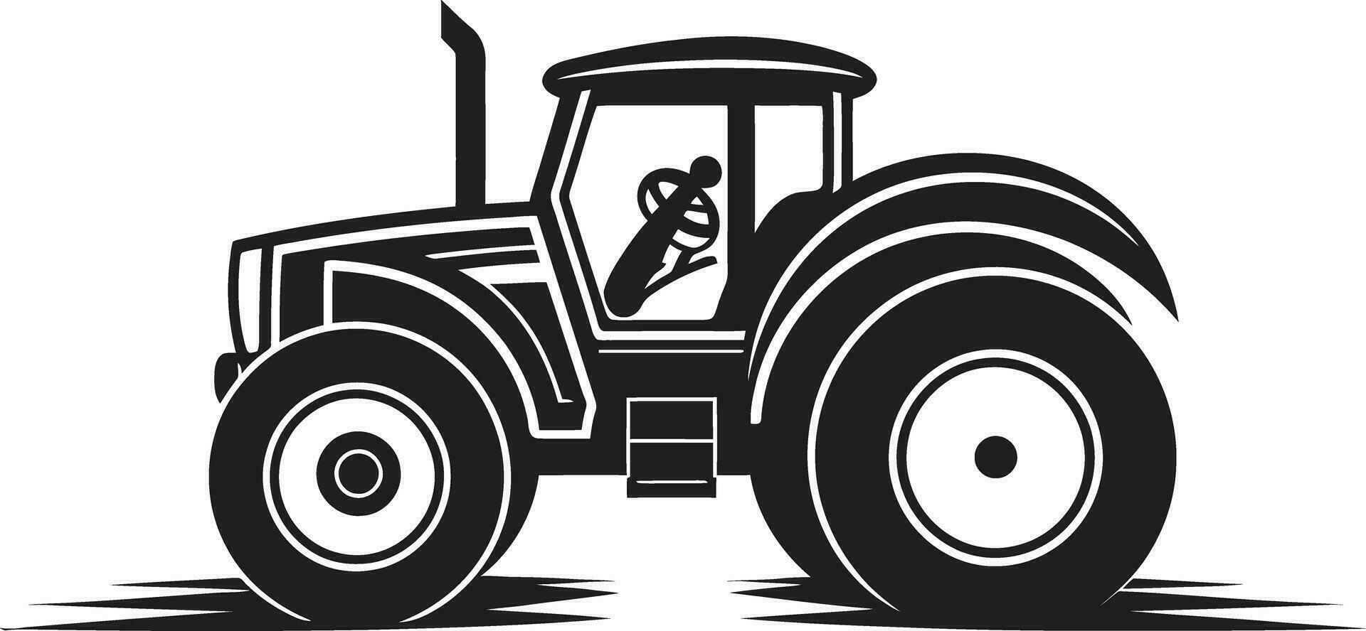 Black and White Tractor Logo Tractor Vector with Fine Details