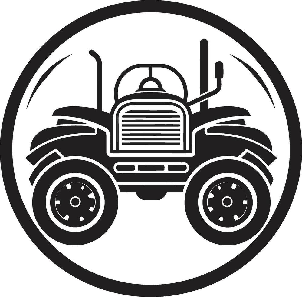 Old School Tractor Drawing in Black Farming Machinery Vector in Noir