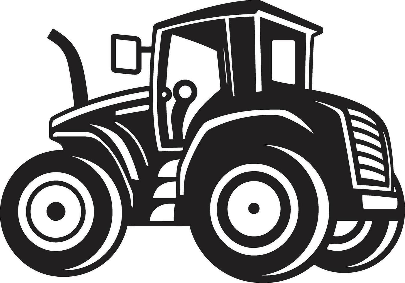 Farming Machinery Vector Silhouette Tractor Blueprint Design
