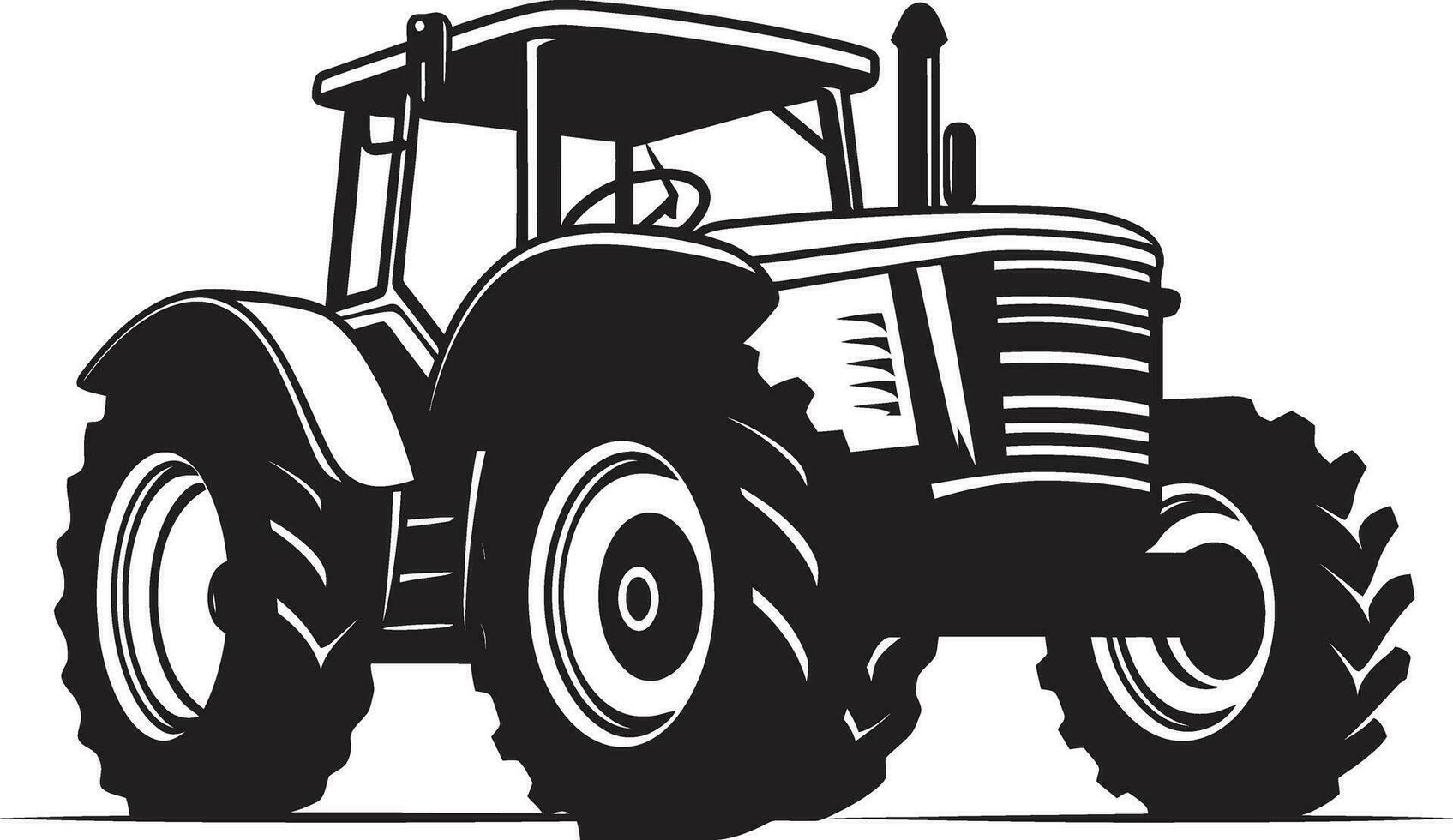 Antique Tractor Vector Icon Vintage Farming Equipment in Black