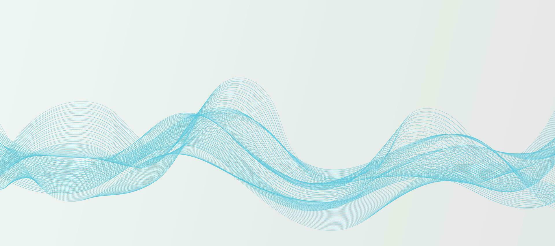 Modern Vector Background with Blue Smoky Wavy Lines.