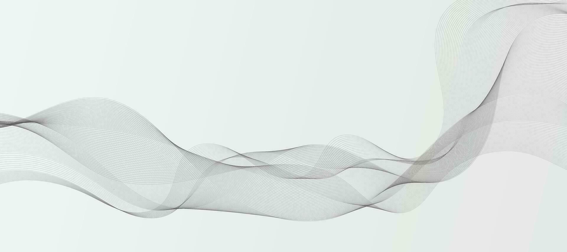 Modern Vector Background with Black Smoky  Wavy Lines.