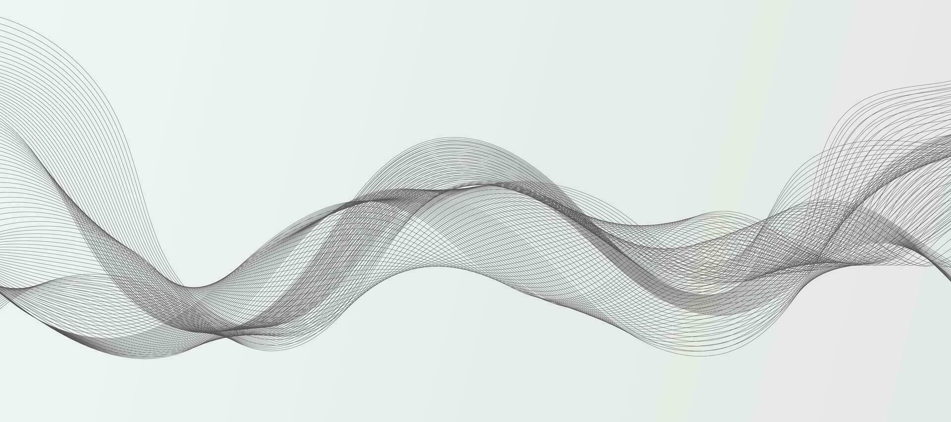 Modern Vector Background with Black Smoky  Wavy Lines.