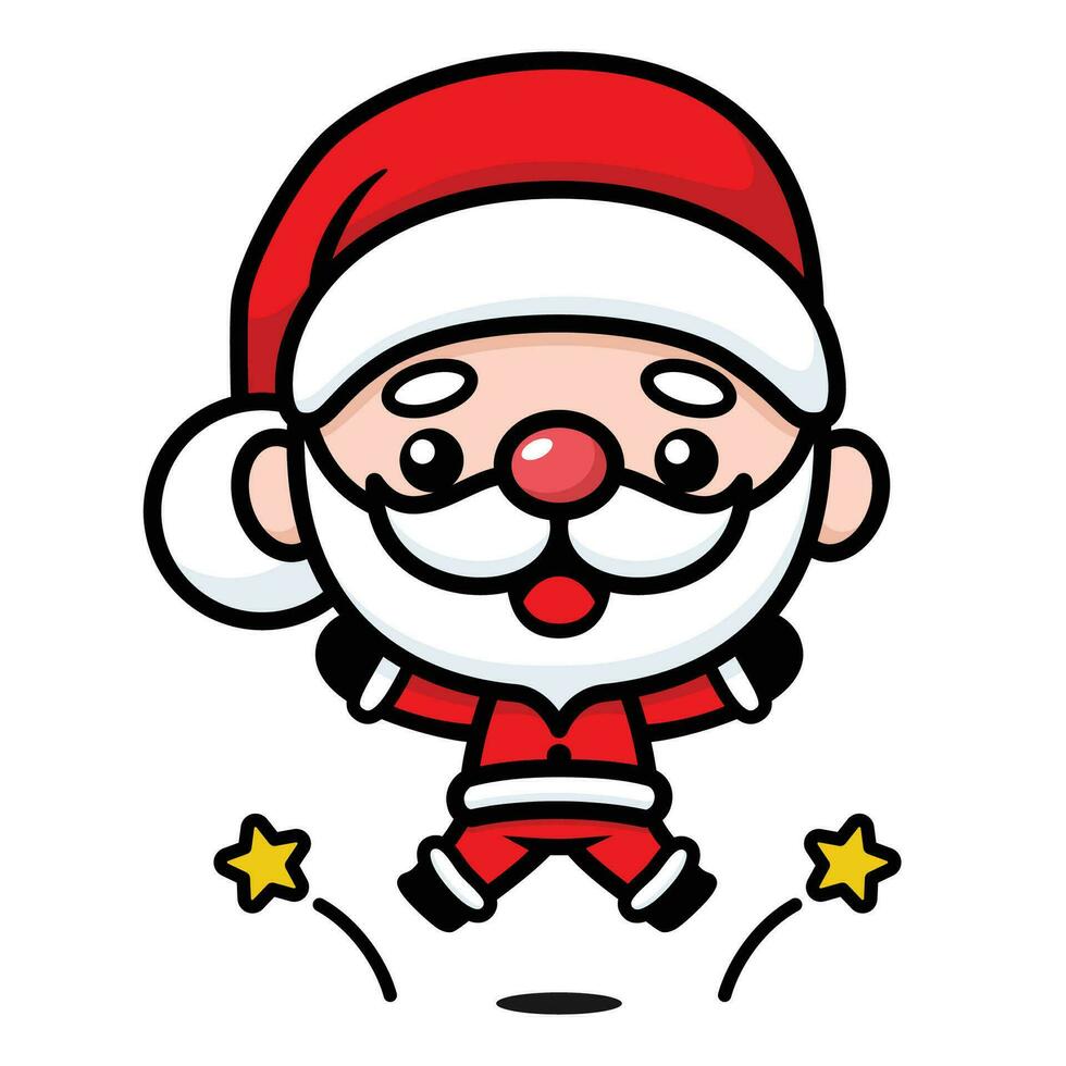 Cute And Kawaii Christmas Santa Claus Cartoon Character Jumping vector