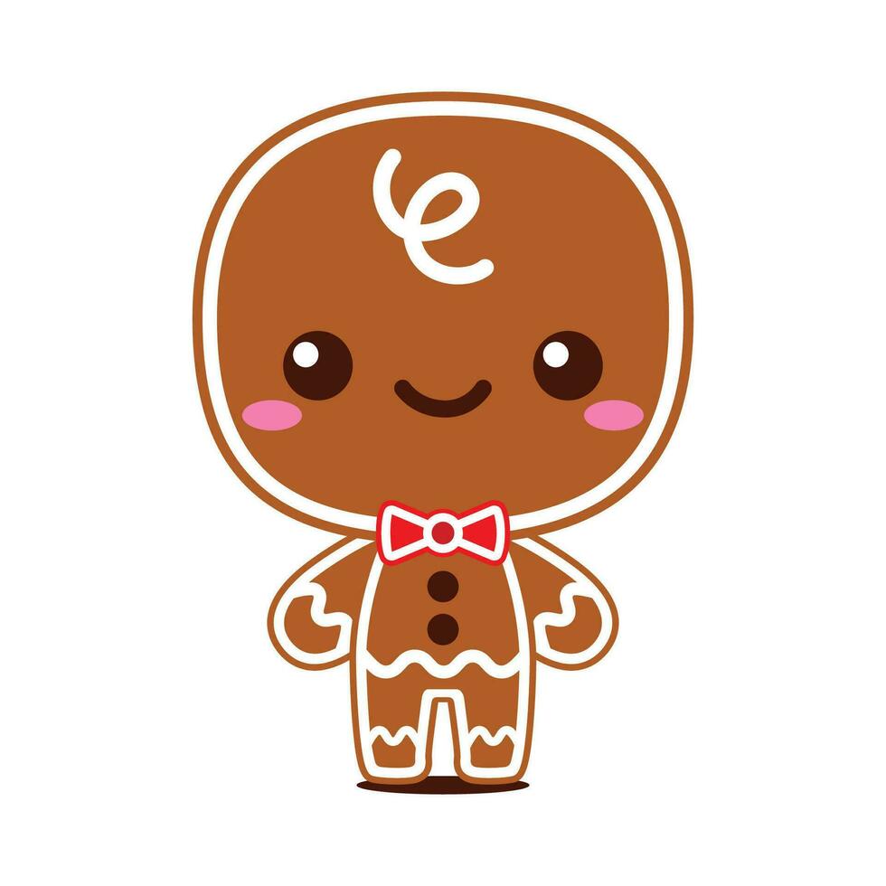 Cute And Kawaii Christmas Gingerbread Man Cartoon Character vector