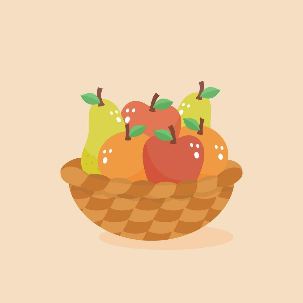 cute fruit basket vector