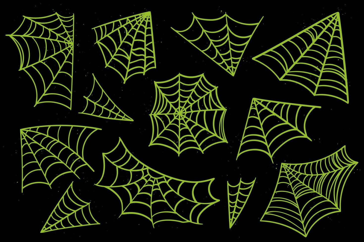 Neon spider web with splatter. Graffiti style. Acid cobweb set. vector