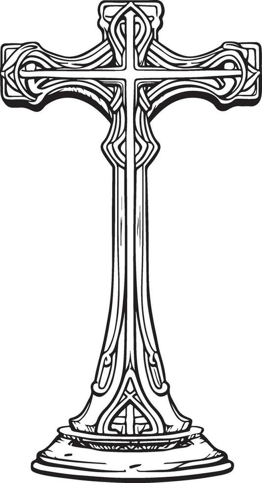Cross stand outline vector